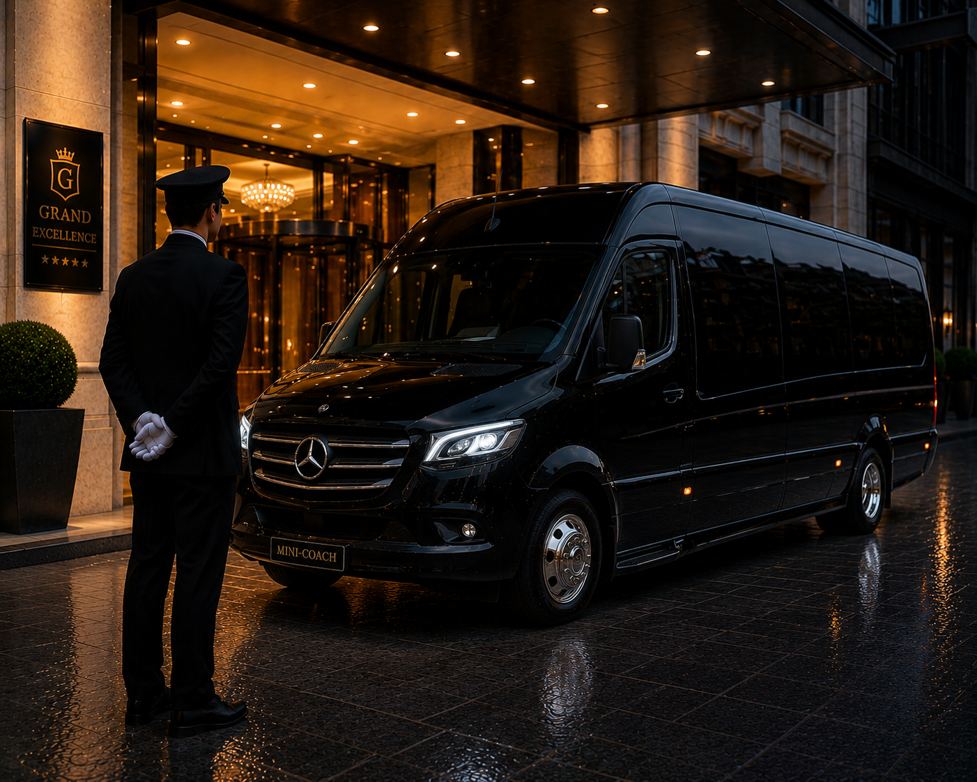 Mini-coach and shuttle for corporate groups and wedding guest transport