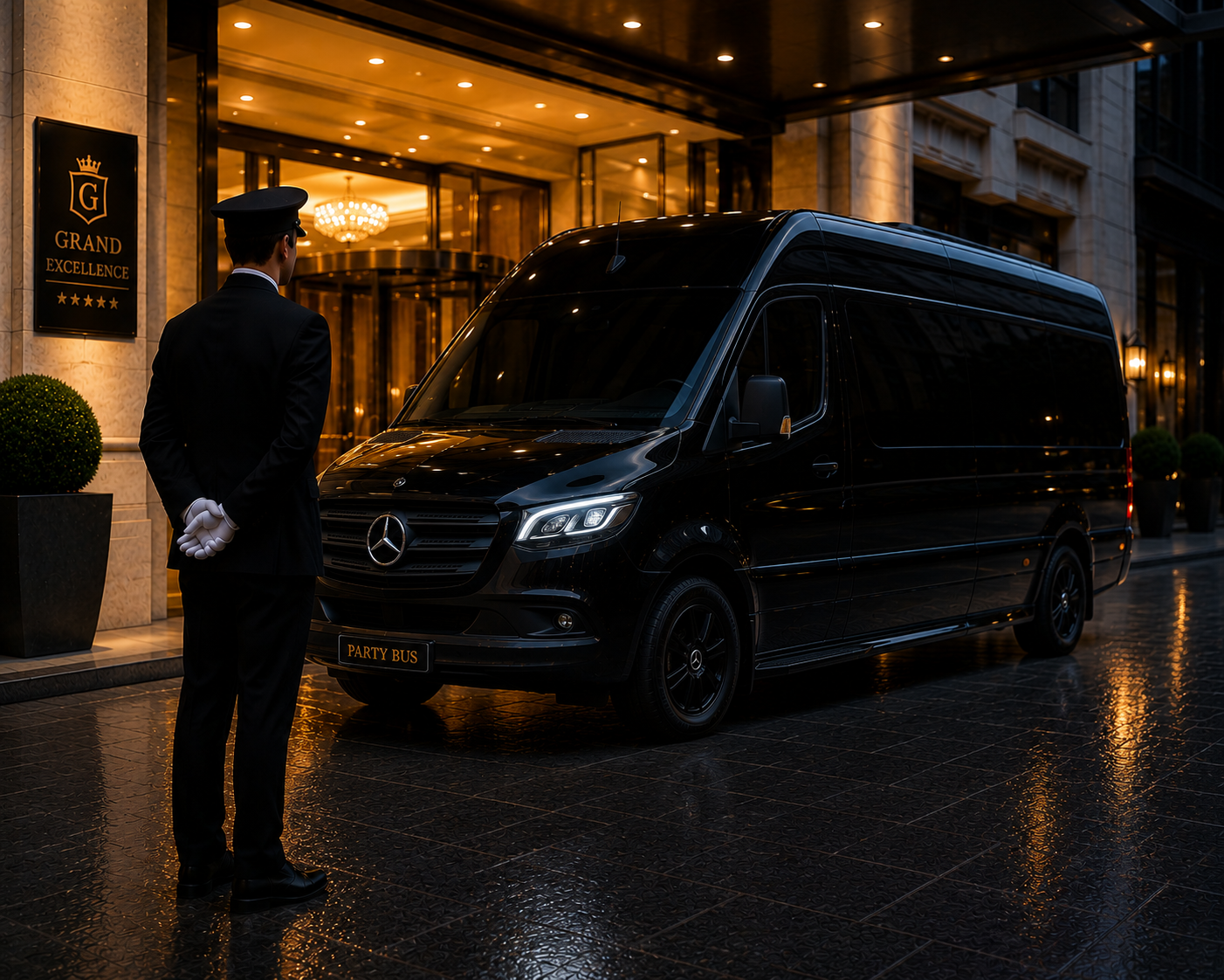 Luxury party bus for large group celebrations and events