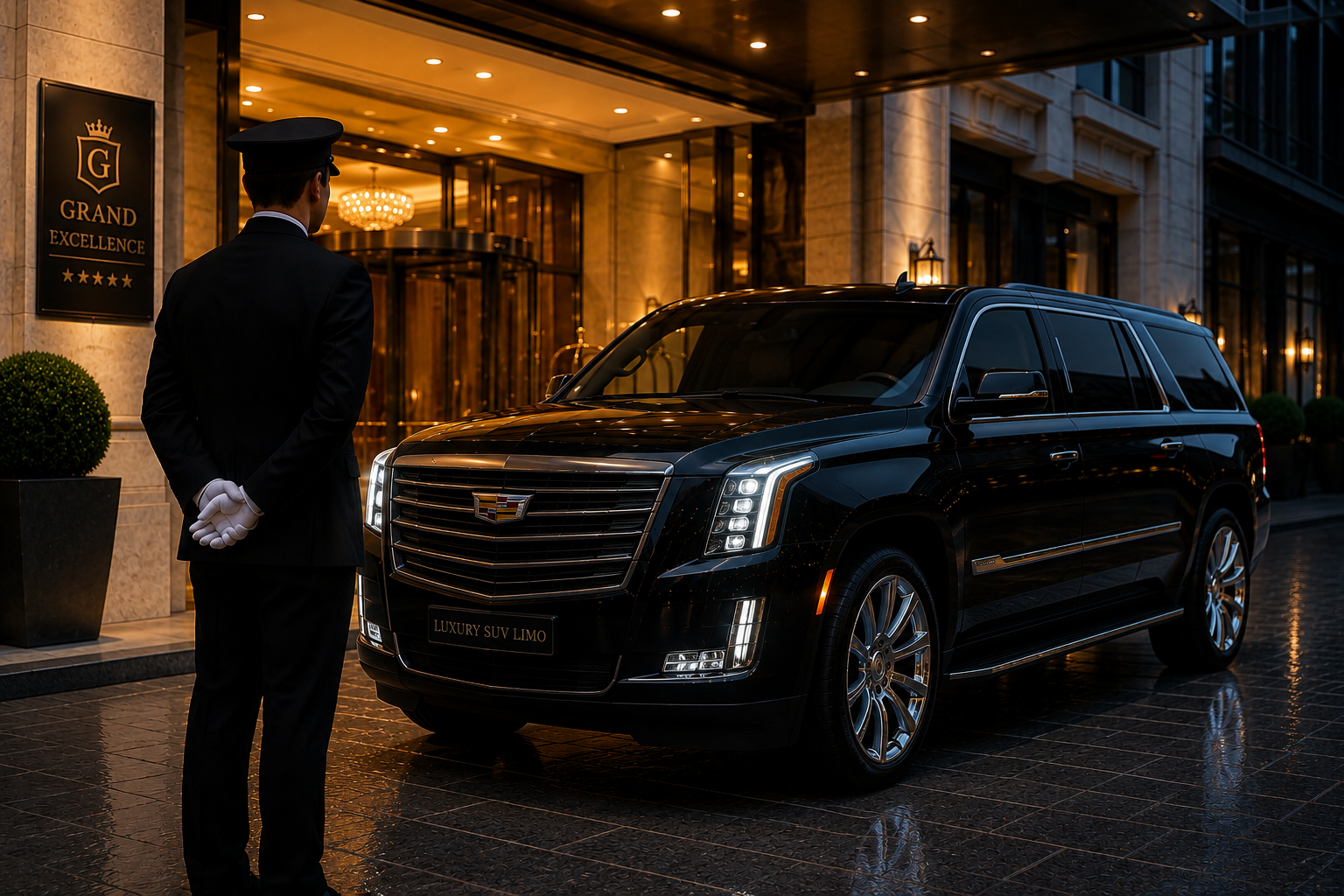 Luxury SUV limousine - Cadillac Escalade or Lincoln Navigator with chauffeur
